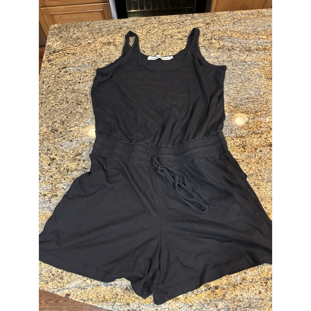 Michael Stars Scoop Neck Sleeveless Romper Black Womens Size M Casual Loungewear